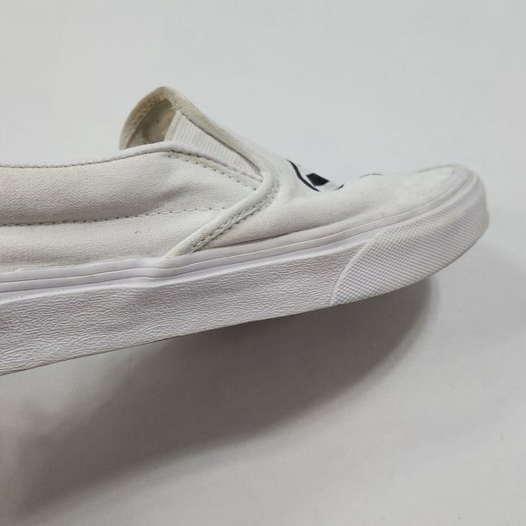 Vans Classic Slip On Sneaker Shoe Caution Tape Left Traffic Women 8 White Custom - Picture 10 of 16